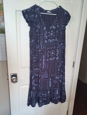 GAP Navy Blue Paisley Tiered Maxi Dress